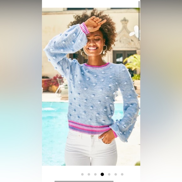 Lilly Pulitzer Verna Textured Blue and Pink Crew Neck Sweater - Picture 5 of 9